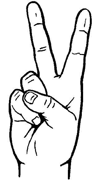 drawing of hand giving peace sign