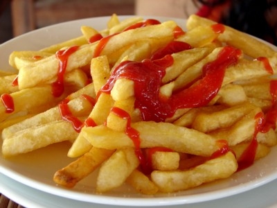 french fries with ketchup